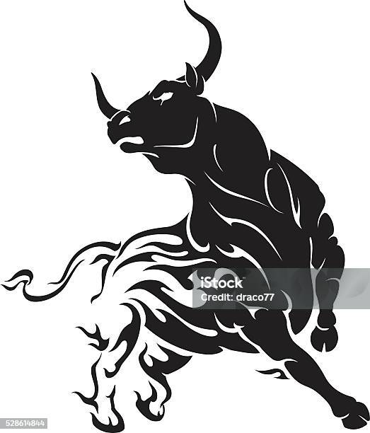 Raging Bull Fire Stock Illustration - Download Image Now - Bull - Animal, Vector, Animals Charging