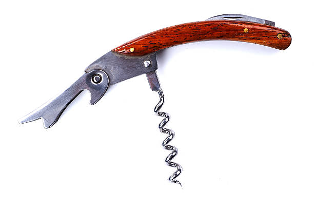 istock Wooden corkscrew isolated on white background. View from above. 528614926