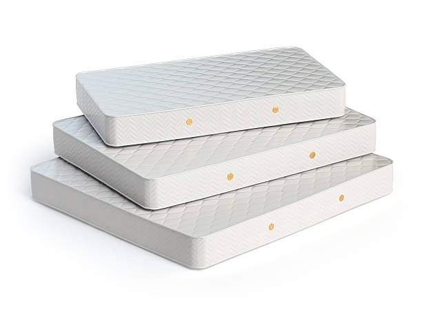 istock Mattress isolated on white background. Stack of orthopedic mattr 528615778