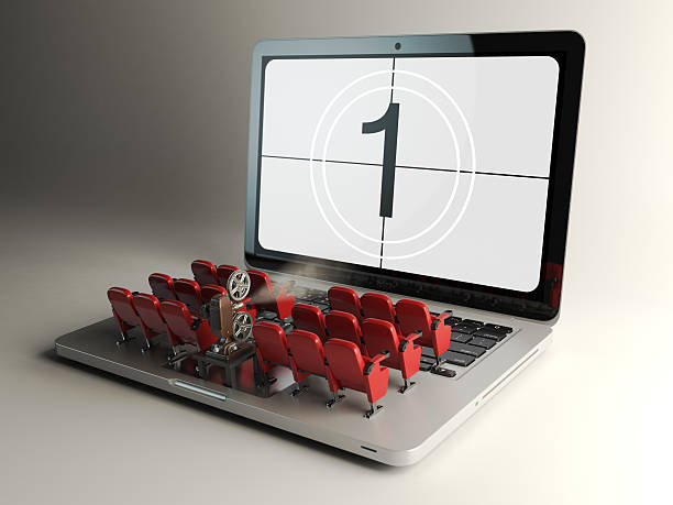 istock Video player application  or home cinema concept. Laptop and row 528615934