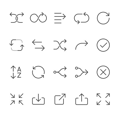 Interface Action Arrows Types related vector icons.