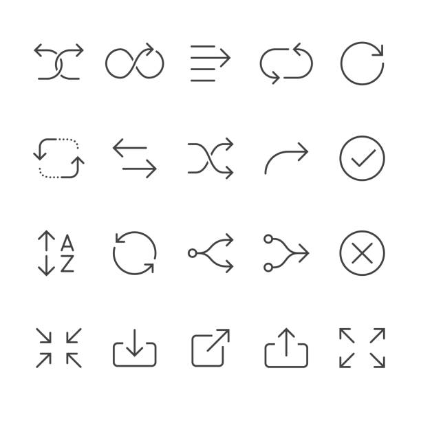 Interface Arrows vector icons Interface Action Arrows Types related vector icons. forked road illustrations stock illustrations