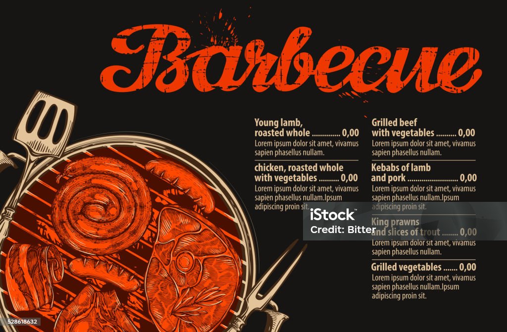 Barbecue Menu Design Graphics Barbecue Grill Vector Template Of Menu Design For Restaurant Cafe Stock ...