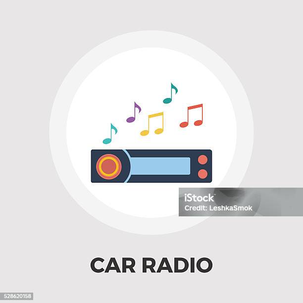 Car Radio Flat Icon Stock Illustration - Download Image Now - Car Stereo, Car, Dashboard - Vehicle Part