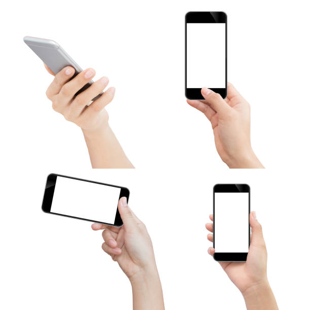 istock hand holding phone isolated with clipping path on white background 528620244