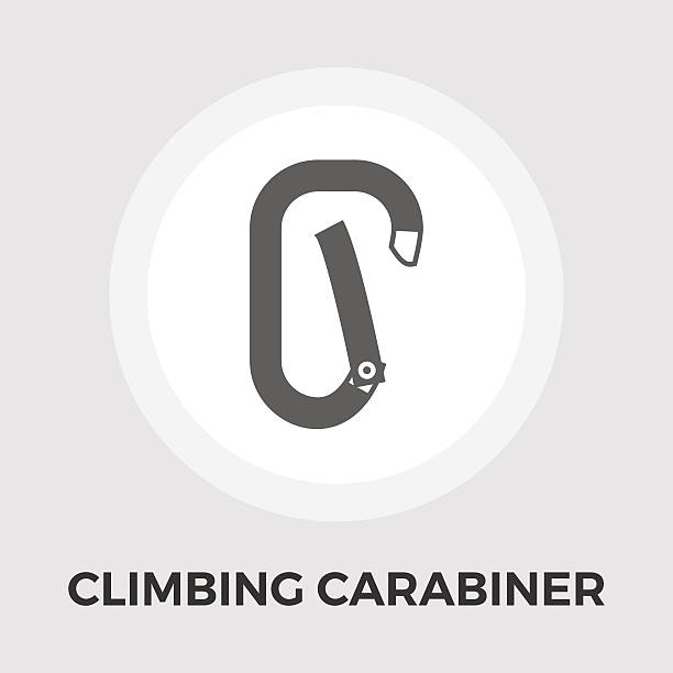 wspinaczka płaska ikona obręcz w kształcie karabinka - climbing mountain climbing rock climbing moving up stock illustrations