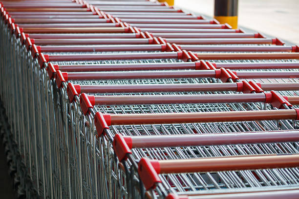 istock Shopping carts on parking lot 528621224