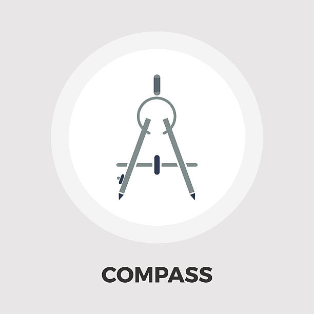 ilustrações de stock, clip art, desenhos animados e ícones de bússola plana ícone - drawing compass caliper computer icon work tool