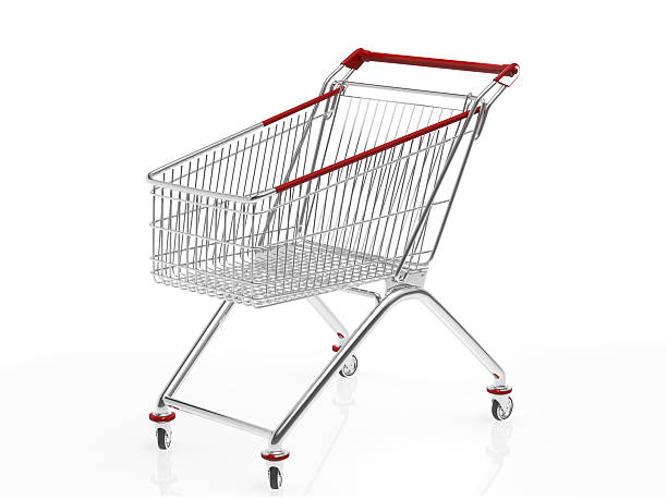 istock shopping cart isolated on white.3D rendering. 528623260
