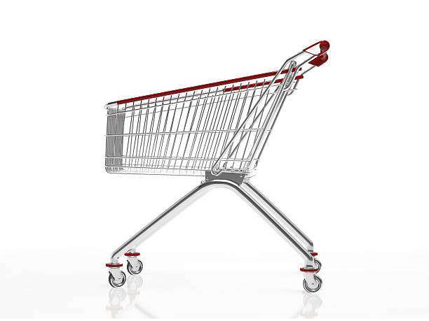 istock shopping cart isolated on white.3D rendering. 528623382