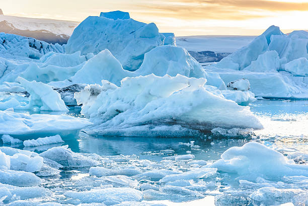 Scenic view of icebergs in glacier lagoon, Iceland stock photo
