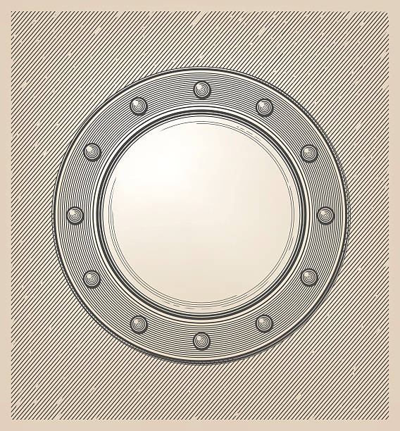 подводная лодка окно или отделение в гравировка стиль - porthole stock illustrations