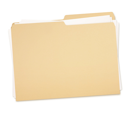 Manila Folder full of paperwork isolated on white (excluding the shadow)