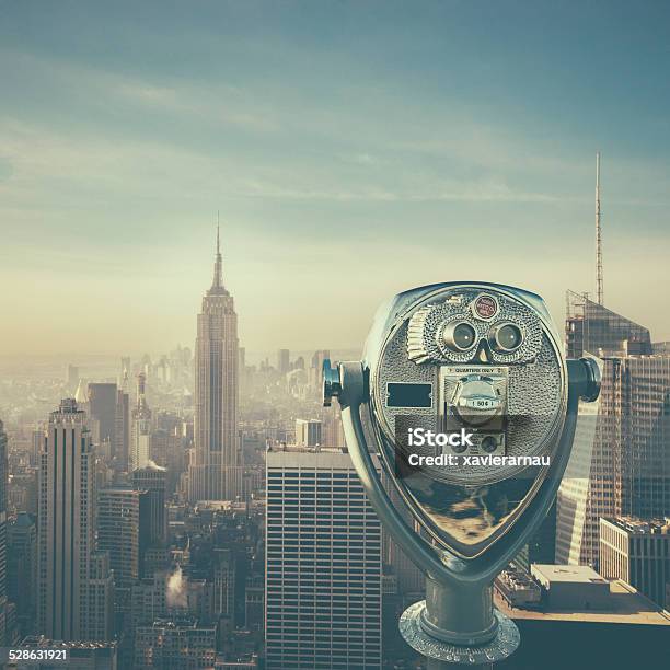 New York Cityscape Stock Photo - Download Image Now - Coin-Operated Binoculars, Binoculars, City