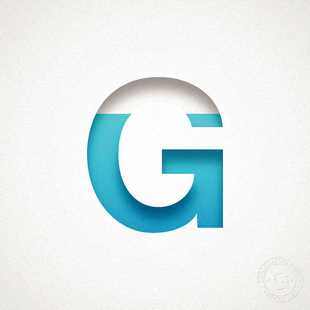 ilustrações, clipart, desenhos animados e ícones de alfabeto g de design de papel de carta com aquarela azul - alphabet white background letter g three dimensional shape