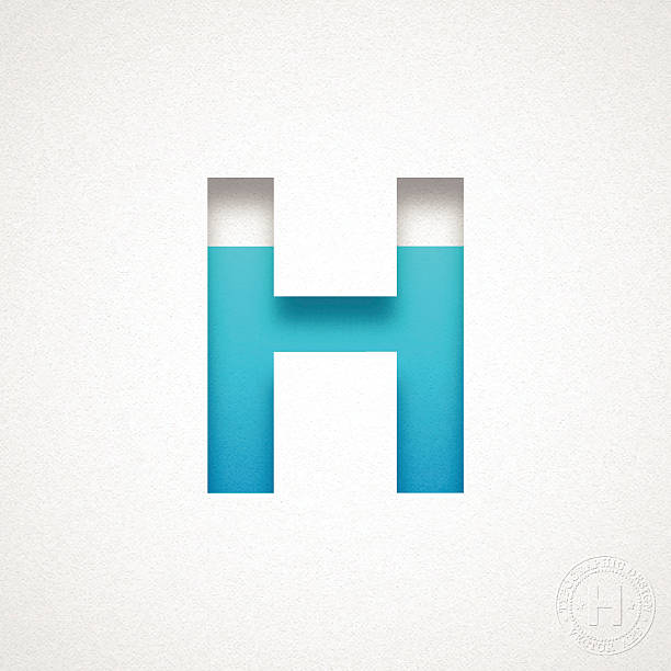 アルファベット h デザ�イン-青色文字で水彩画紙 - letter h typescript letterpress alphabet点のイラスト素材／クリップアート素材／マンガ素材／アイコン素材