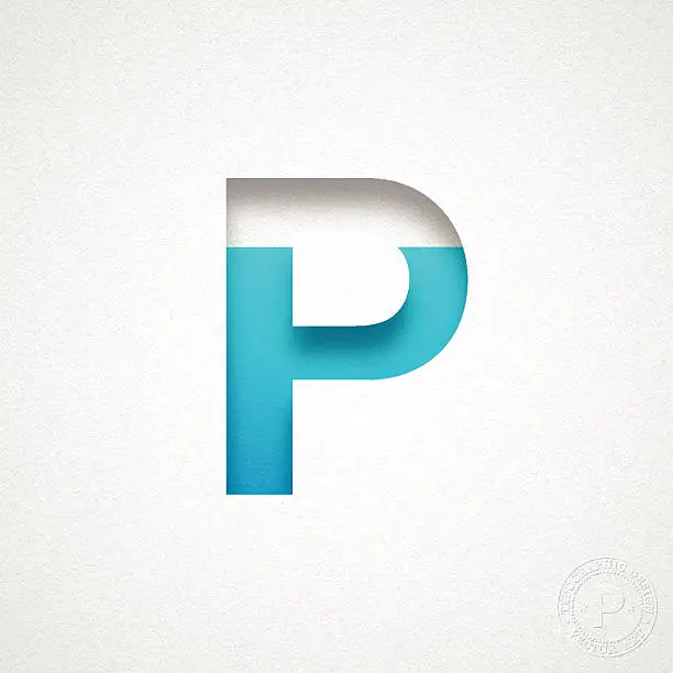 Vector illustration of Alphabet P Design - Blue Letter on Watercolor Paper