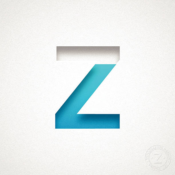 알파벳 z 디자인식-블루 낙찰자에게 워터컬러 종이 - alphabet letter z three dimensional shape typescript stock illustrations