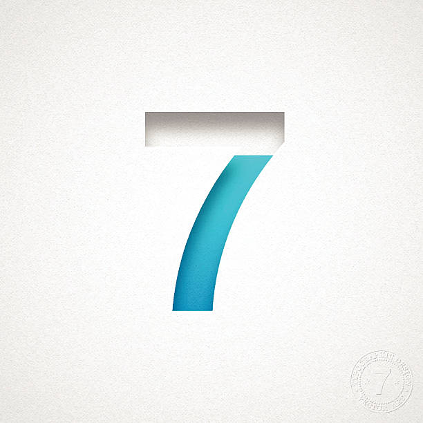istock Number 7 Design (Seven) - Blue Number on Watercolor Paper 528633123