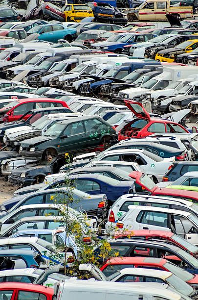 istock Old Junk Cars On Junkyard 528635690