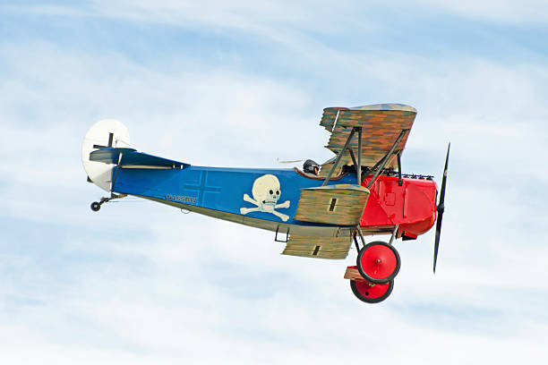 Dayton, Ohio, USA - September 27, 2014: Dale “Butch” Witlock flying his Fokker D VII replica at the World War I Dawn Patrol Rendezvous fly-in at Wright Air Field. The paint scheme is that of an airplane flown by Georg von Hantelmann in squadron Jasta 15, JG2.