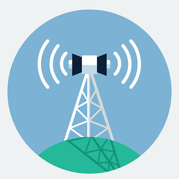 Vector antenna tower icon Vector antenna tower icon cell tower stock illustrations