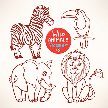 Jungle Sketch Animals Stock Illustration - Download Image Now - Africa,  Animal, Animal Body Part - iStock