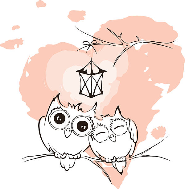 Valentine Card Love Owls Stock Illustration - Download Image Now - Cartoon,  Lantern, Love - Emotion - iStock