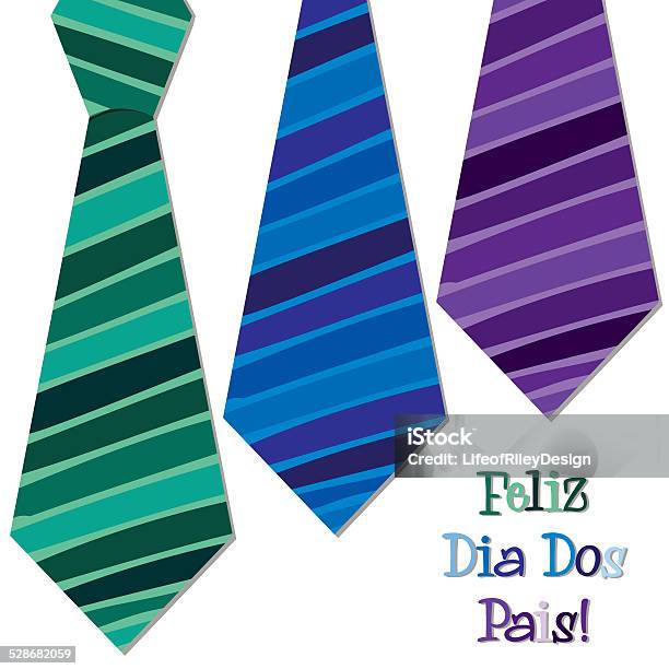 Bright Portuguese Happy Fathers Day Neck Tie Card Stock Illustration - Download Image Now