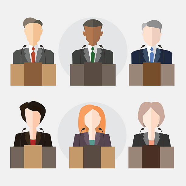 politiker - politician women president public speaker stock-grafiken, -clipart, -cartoons und -symbole