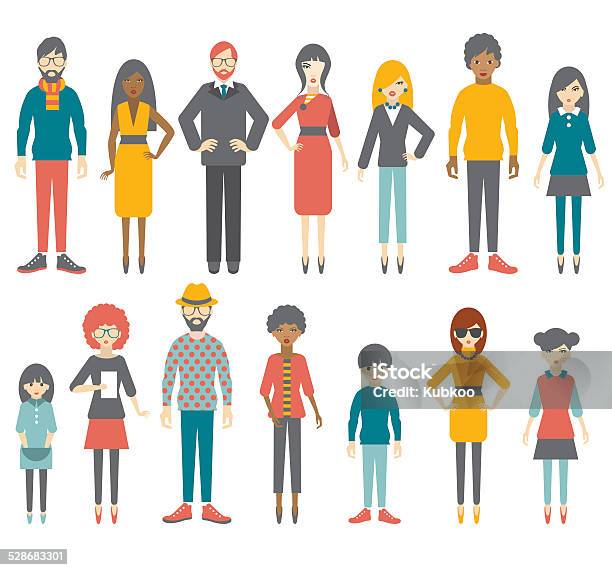 Collection Of Flat People Figures Vector Stock Illustration - Download Image Now - Group Of People, Design, Pattern