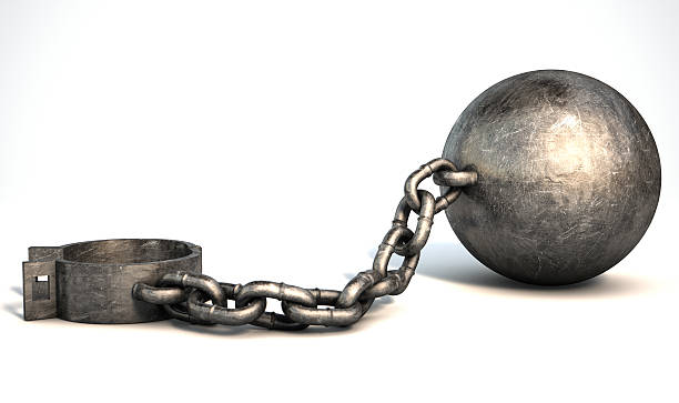 Ball And Chain Isolated Stock Photo - Download Image Now - Ball and Chain,  Cut Out, White Background - iStock