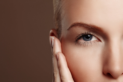 Beauty shot of a young blonde woman's eye