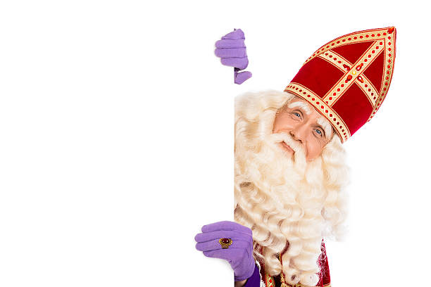 sinterklaas カードボード、白で分離 - dutch sinterklaas ストックフォトと画像