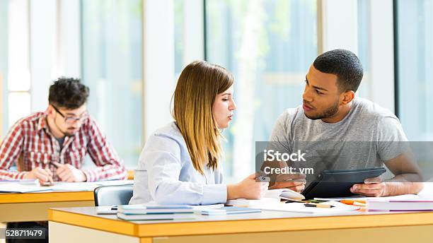 Students Studying In A Library Stock Photo - Download Image Now - 20-24 Years, 20-29 Years, Adult