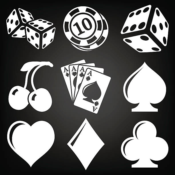 vektor schwarze symbole set casino - silhouette poker computer icon symbol stock-grafiken, -clipart, -cartoons und -symbole