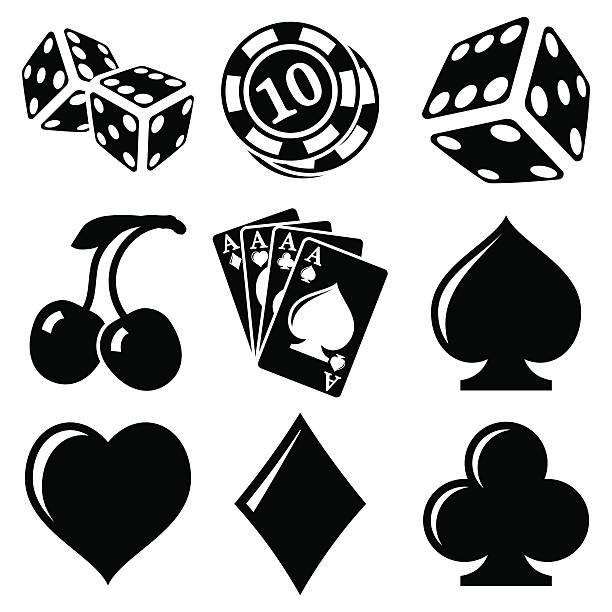 vektor schwarze symbole set casino - silhouette poker computer icon symbol stock-grafiken, -clipart, -cartoons und -symbole