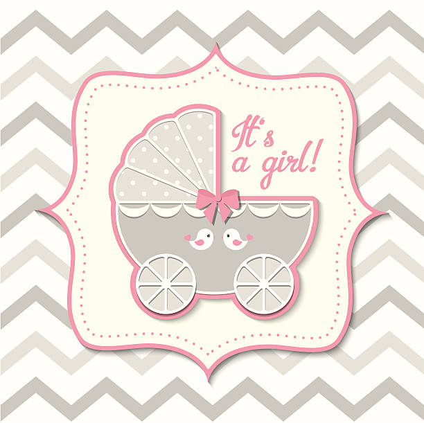 istock abstract vintage girl stroller, baby shower 528712802