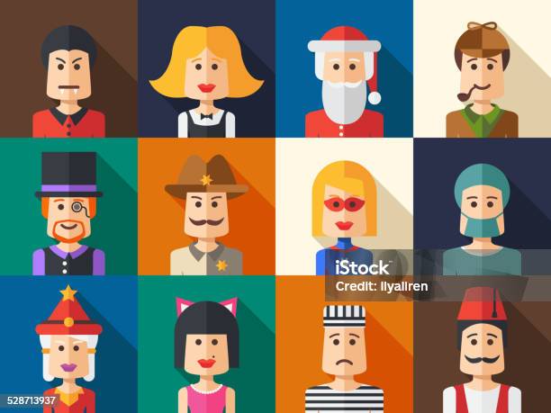 Set Of Isolated Flat Design People Icon Avatars For Social Stock Illustration - Download Image Now