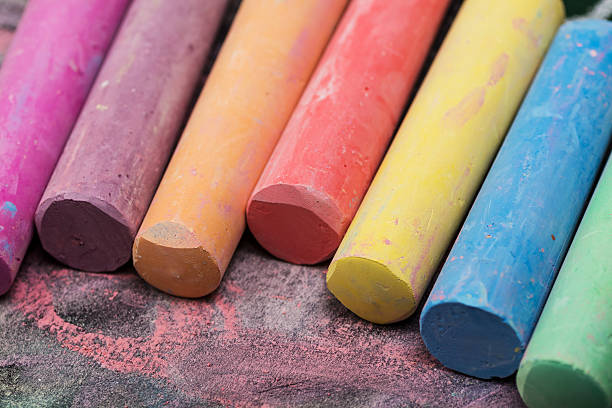 istock Variety of Chalk on blackboard close up 528715106