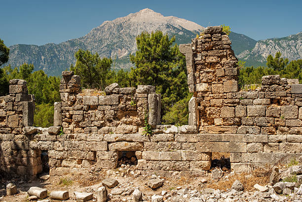 antigo cidade de phaselis, destrict antália, turquia - anatolya imagens e fotografias de stock