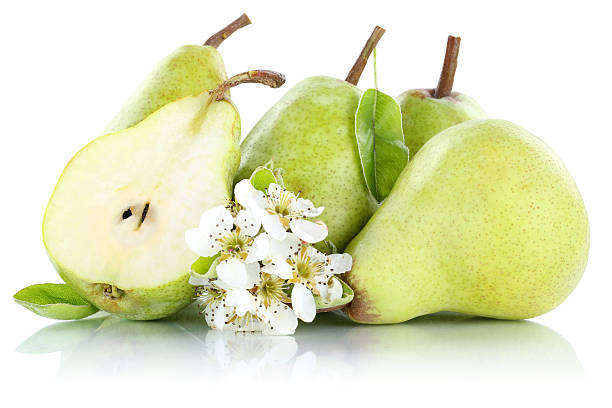 istock Pears pear slice fresh fruit fruits green isolated on white 528718040