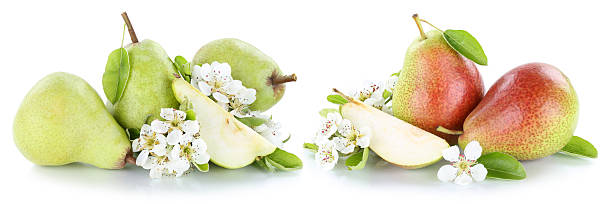 istock Set of pears pear fresh fruit fruits isolated on white 528718116
