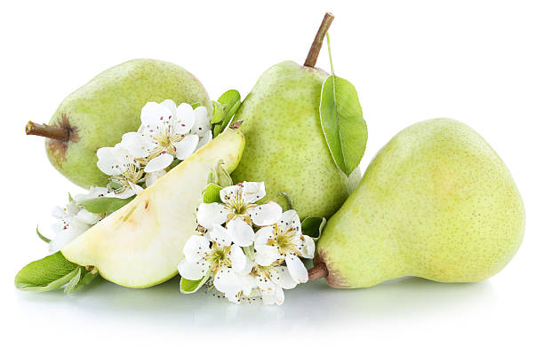 istock Pears pear green fresh fruit fruits isolated on white 528718428