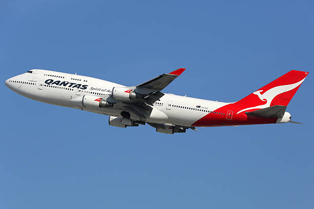 Qantas Boeing 747-400 airplane stock photo