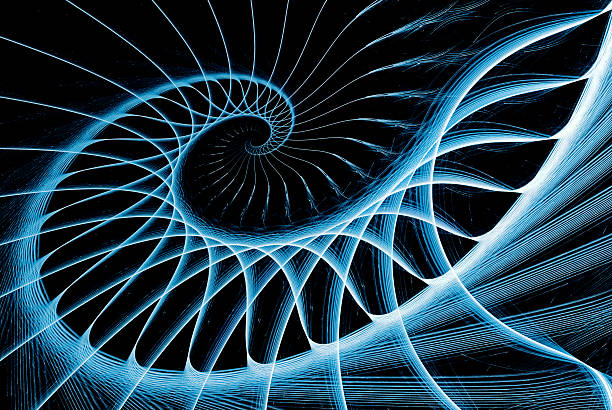 spiral staircase blue on black stock photo