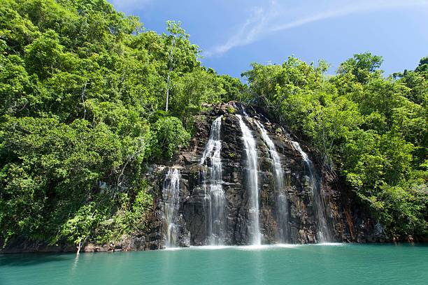 Breathaking view of Kahatola Waterfall in Ternate. stock photo