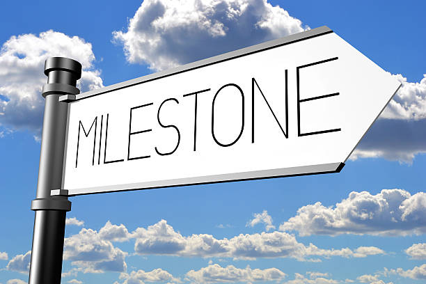 Milestone signpost stock photo