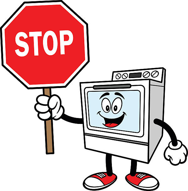 Oven with a Stop Sign A vector illustration of an Oven. octagon house stock illustrations