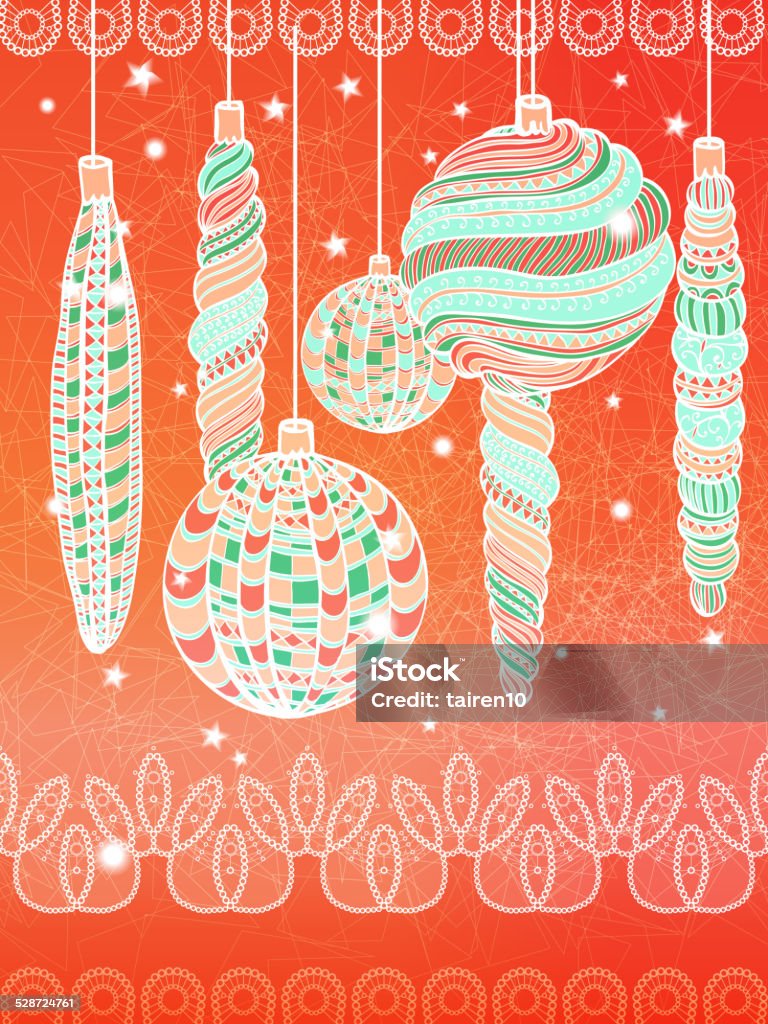 Bright Christmas greeting card Bright Christmas greeting card with hand drawn decorative balls. Eps10 Abstract stock vector